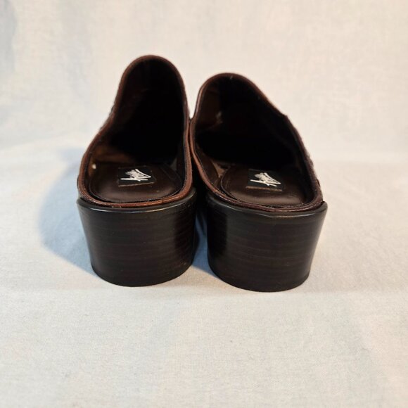 ARTIVIA LITES CRYSTAL Y2K Fairy Grunge Goth Brown Leather Heel Clog Mule Size 9M - Picture 4 of 16